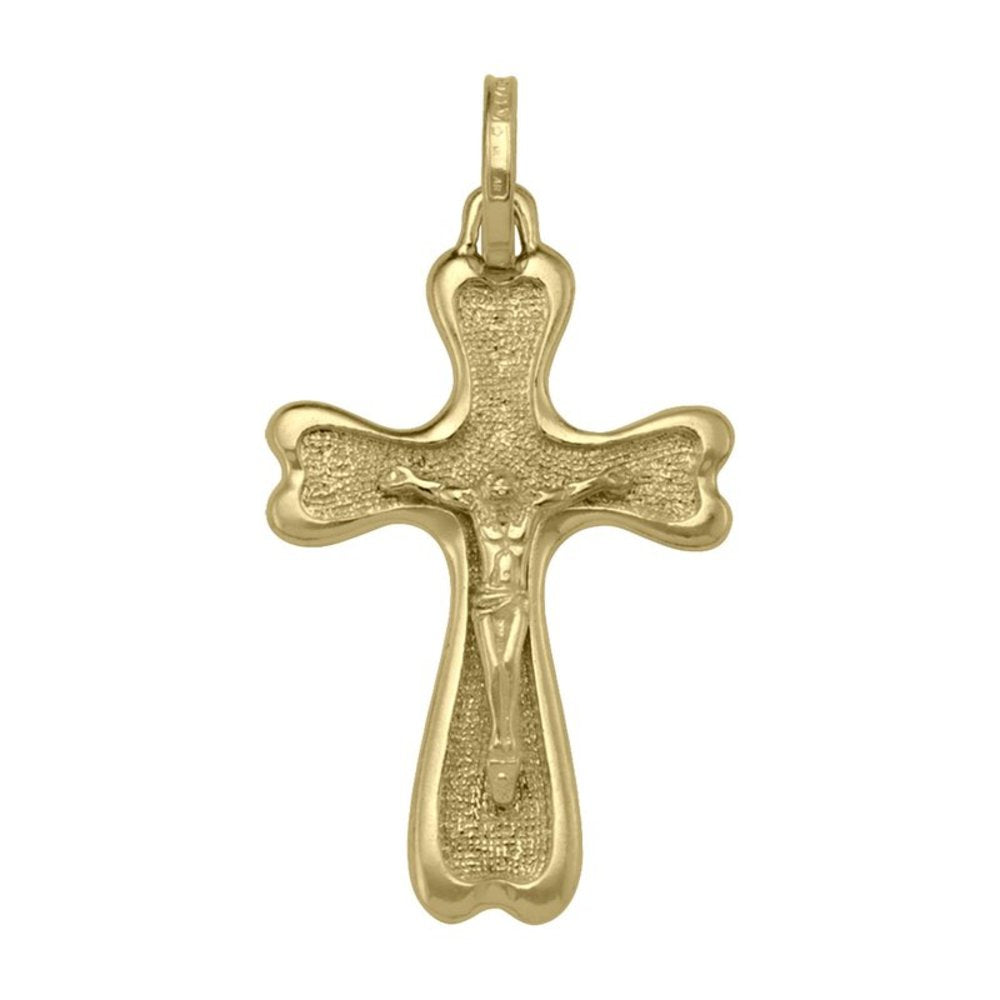 10k, 14k Yellow Gold Solid Religious Italian Cross with Crucifix
