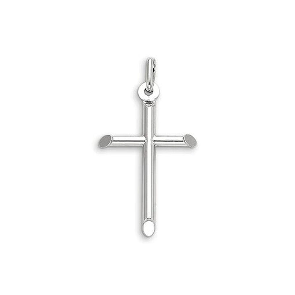 10, 14 Karat White Gold Small Religious Classic Italian Cross