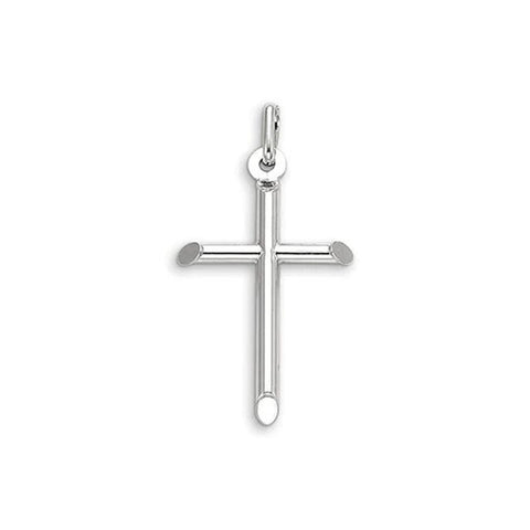 10, 14 Karat White Gold Small Religious Classic Italian Cross