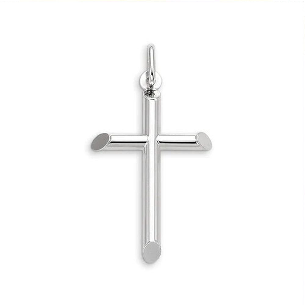 10, 14 Karat White Gold Medium Religious Classic Italian Cross
