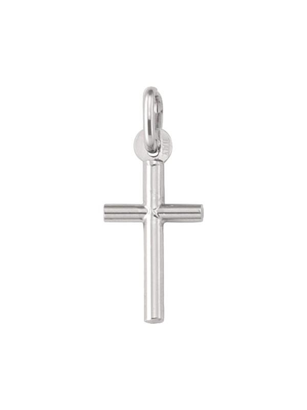 10, 14 Karat White Gold Religious Classic Italian Cross Pendant
