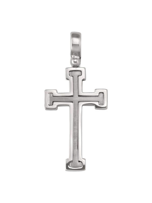 14k White Gold Fancy Religious Italian Cross