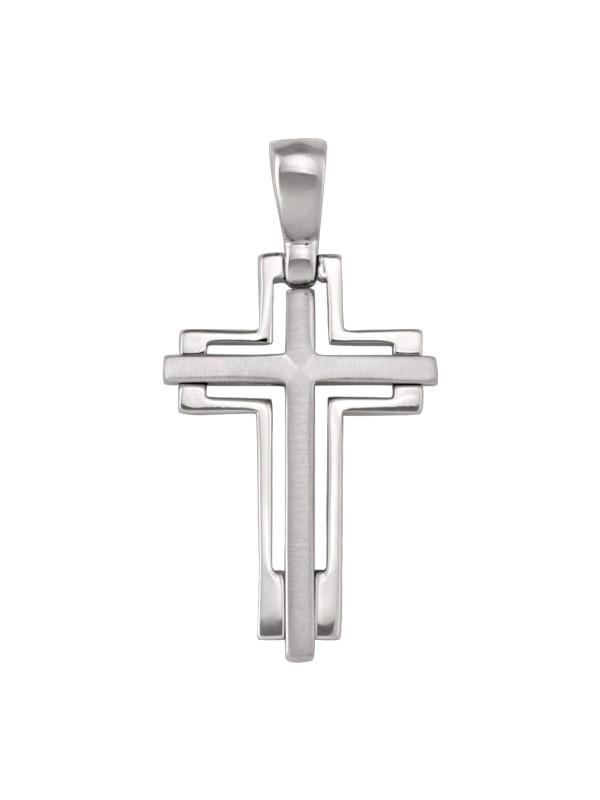 14k White Gold Fancy Religious Italian Cross