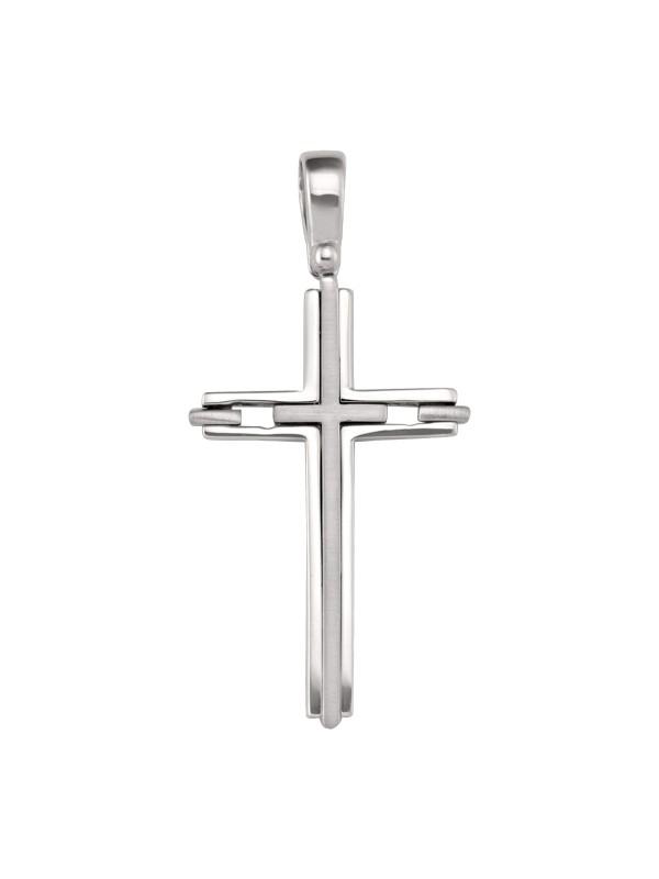 14k White Gold Fancy Religious Italian Cross