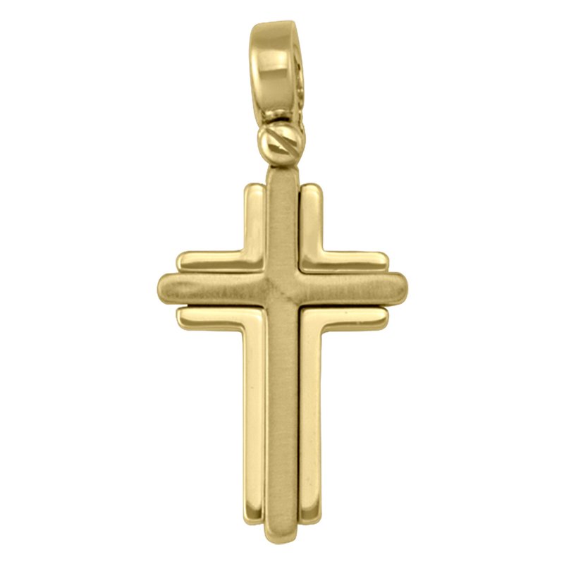 14 Karat Yellow Gold Modern Religious Italian Cross