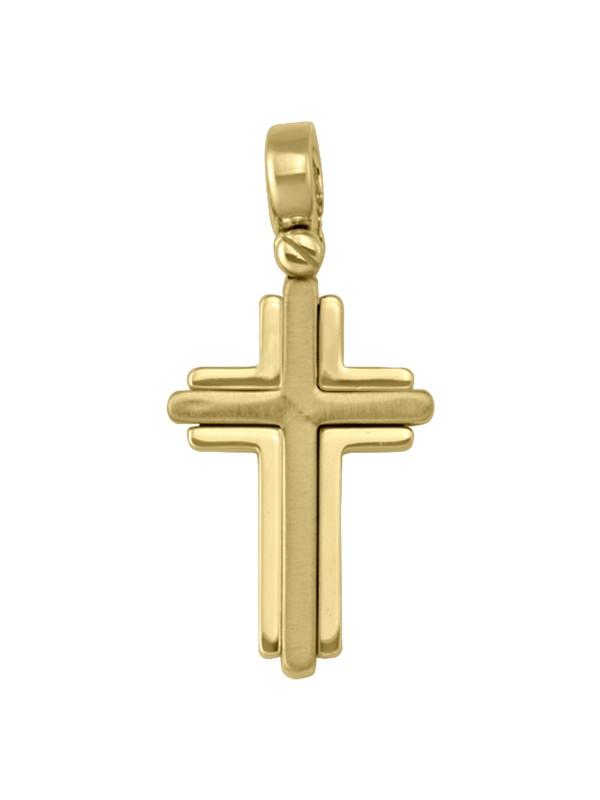 14k White and Yellow Gold Orthodox Religious Italian Cross