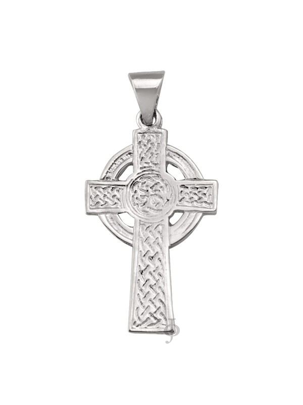 10, 14 Karat White Gold Religious Classic Italian Catholic Cross