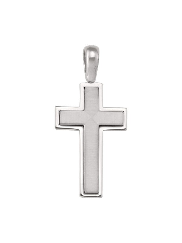 14 Karat White Gold Modern Religious Italian Cross