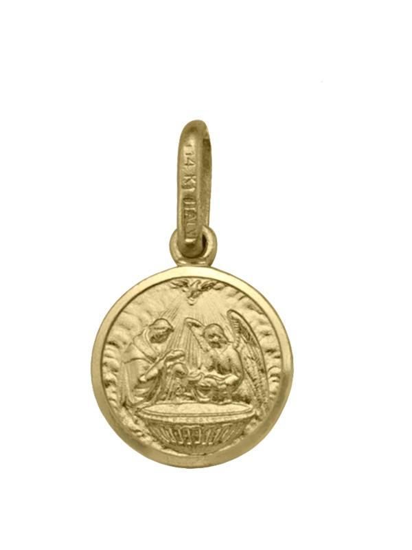 10, 14 Karat Yellow Gold Solid Baptism Medalion