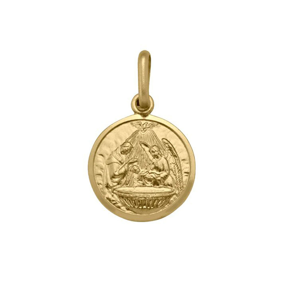10, 14 Karat Yellow Gold Solid Baptism Medalion