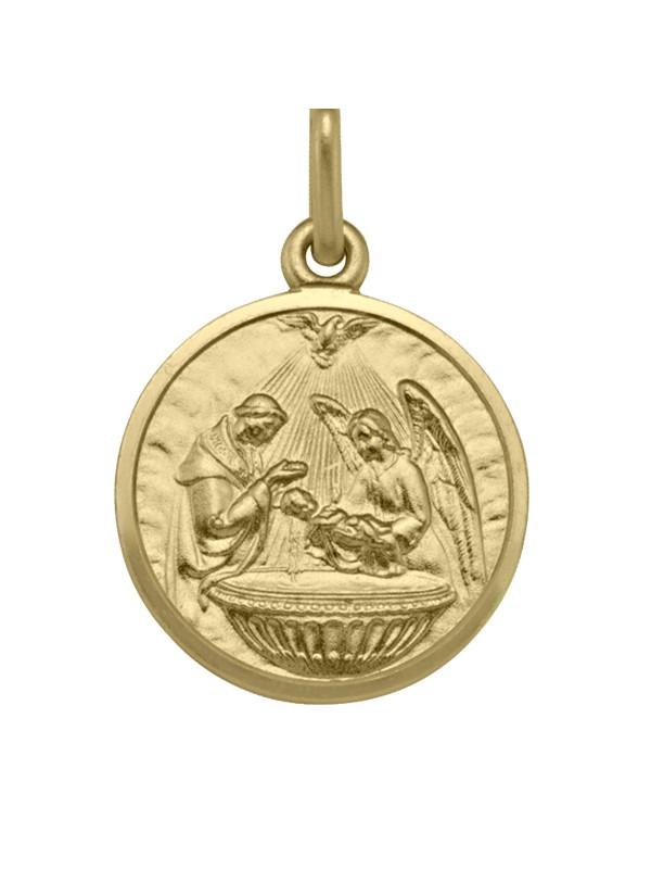 10, 14 Karat Yellow Gold Solid Baptism Medalion