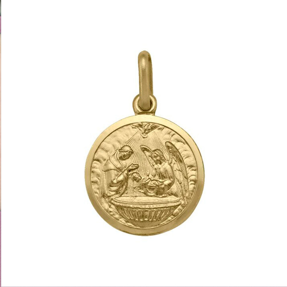 10, 14 Karat Yellow Gold Solid Baptism Medalion