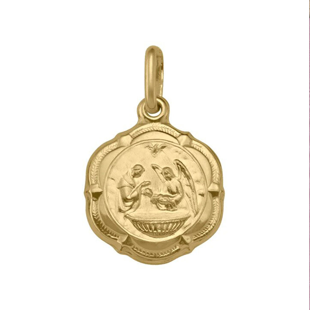 10, 14 Karat Yellow Gold Hollow Baptism Medalion