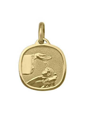 10, 14 Karat Yellow Gold Solid Baptism Medalion