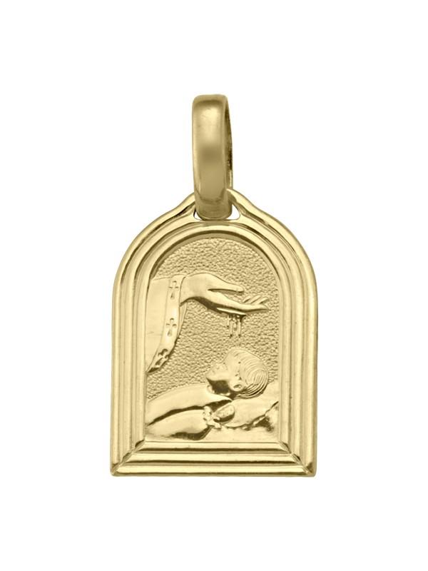 10, 14 Karat Yellow Gold Solid Baptism Medalion