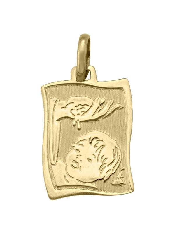 10, 14 Karat Yellow Gold Solid Baptism Medalion