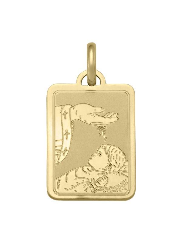 10, 14 Karat Yellow Gold Solid Baptism Medalion