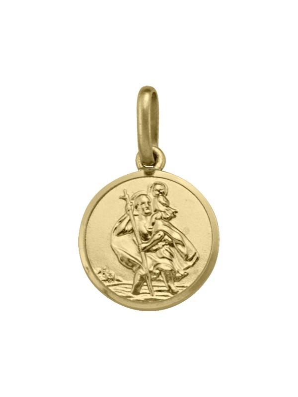 10, 14 Karat Yellow Gold Solid Saint Christopher Medallion