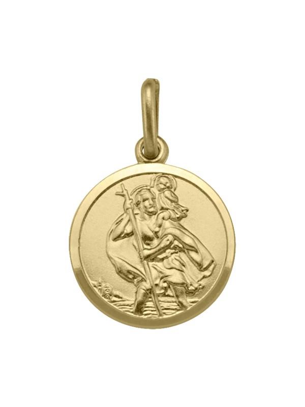 10, 14 Karat Yellow Gold Solid Saint Christopher Medallion