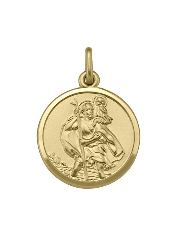 10, 14 Karat Yellow Gold Solid Saint Christopher Medallion