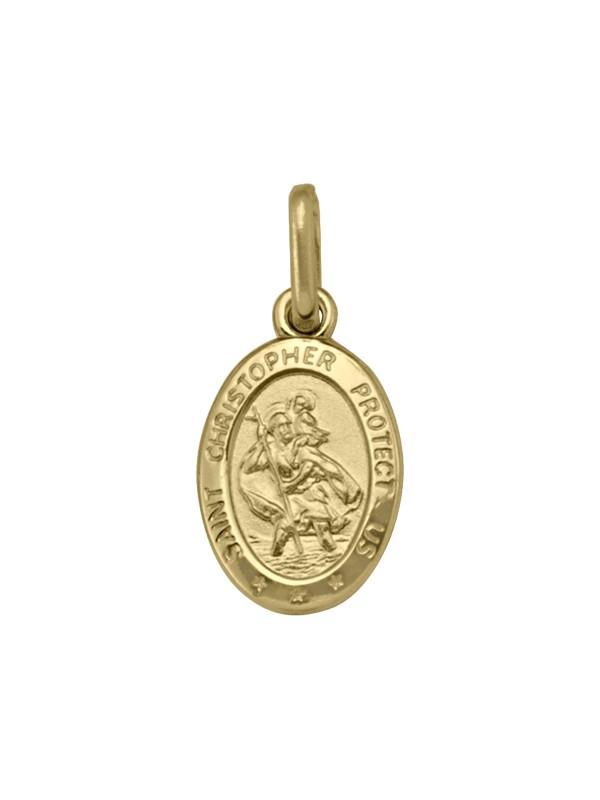 10, 14 Karat Yellow Gold Solid Saint Christopher Medallion