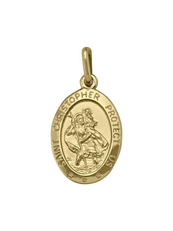 10, 14 Karat Yellow Gold Solid Saint Christopher Medallion