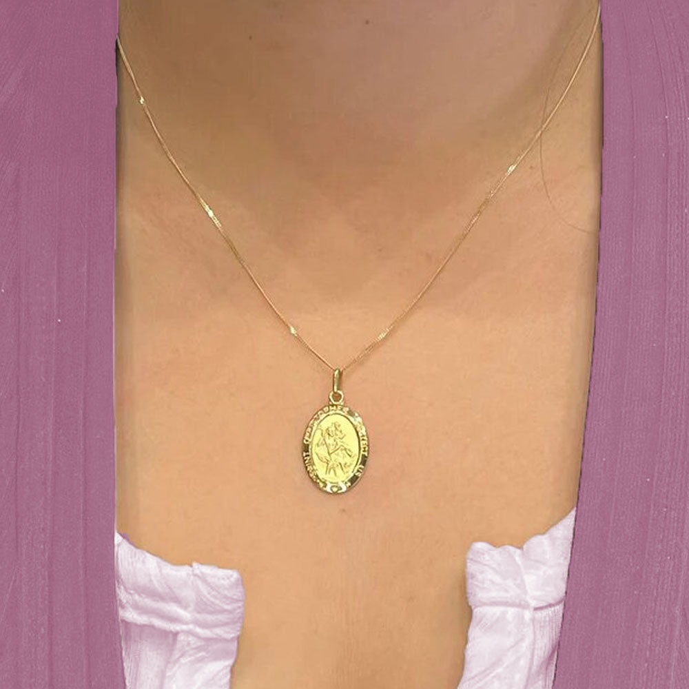 10, 14 Karat Yellow Gold Solid Saint Christopher Medallion