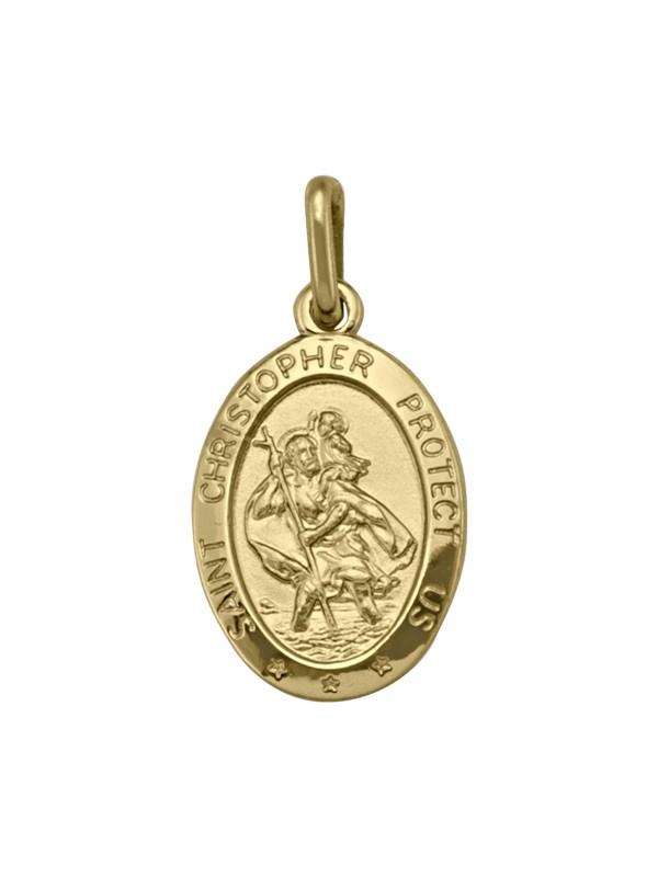 10, 14 Karat Yellow Gold Solid Saint Christopher Medallion