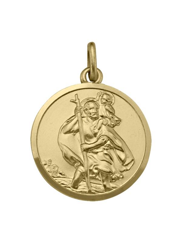 10, 14 Karat Yellow Gold Solid Saint Christopher Medallion