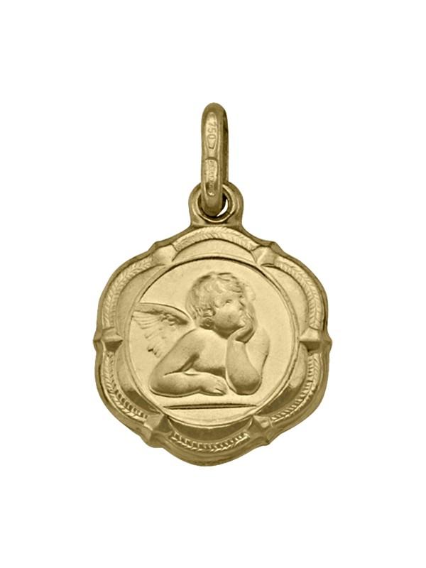 10, 14 Karat Yellow Gold Hollow Angel Medallion