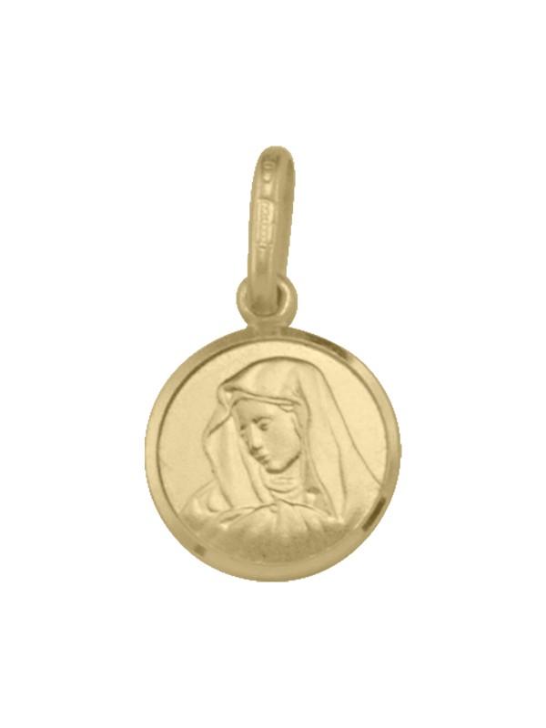 10, 14 Karat Yellow Gold Very Small Solid Madonna Medalion.