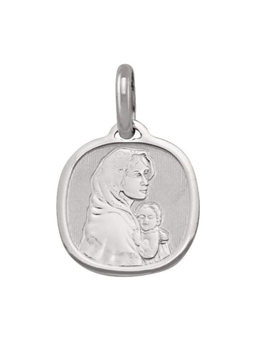 14 Karat White Gold Solid Madonna Medalion.