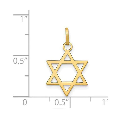 14 Karat Yellow Gold Star Of David Medium Medalion