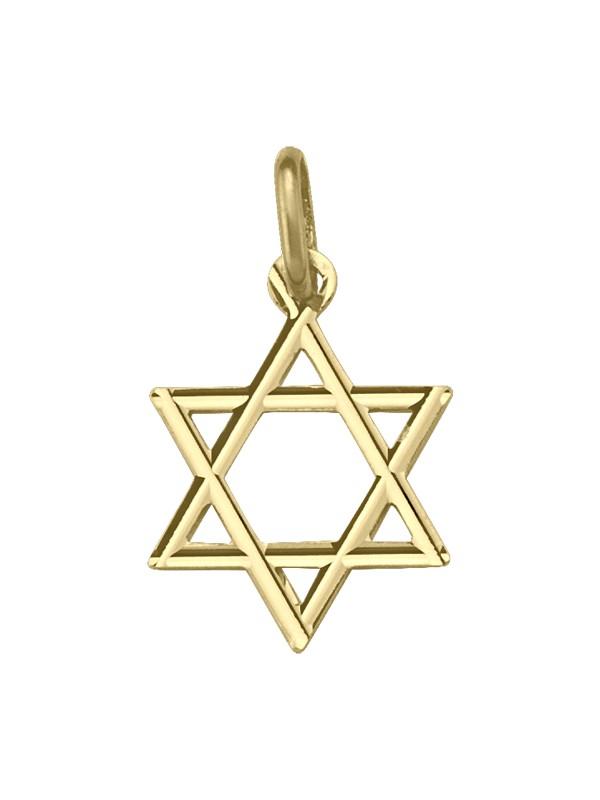 14 Karat Yellow Gold Star Of David Small Medalion