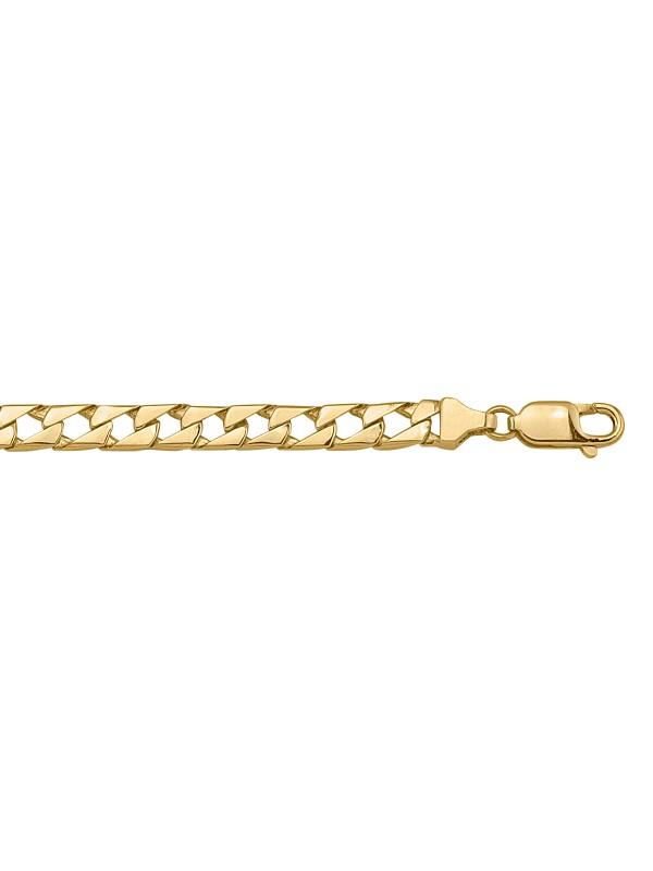 10, 14 Karat Yellow Gold Square Link Curb 5.4 mm Italian Bracelet