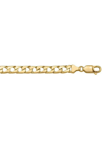 10, 14 Karat Yellow Gold Square Link Curb 5.4 mm Italian Bracelet