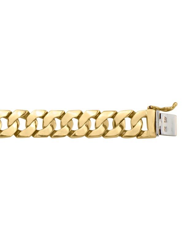 10, 14 Karat Yellow Gold Solid Curb Link 11.5 mm Italian Bracelet