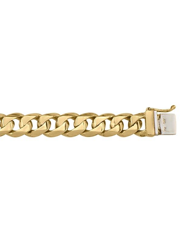 10, 14 Karat Yellow Gold Solid Beveled Edges 10.5 mm Italian Bracelet