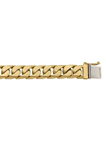 10, 14 Karat Solid Yellow Gold Beveled Edges 9.3 mm Bracelet