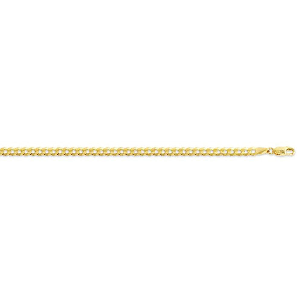 10, 14 Karat Yellow Gold Open Link Curb 3.0 mm Italian Bracelet