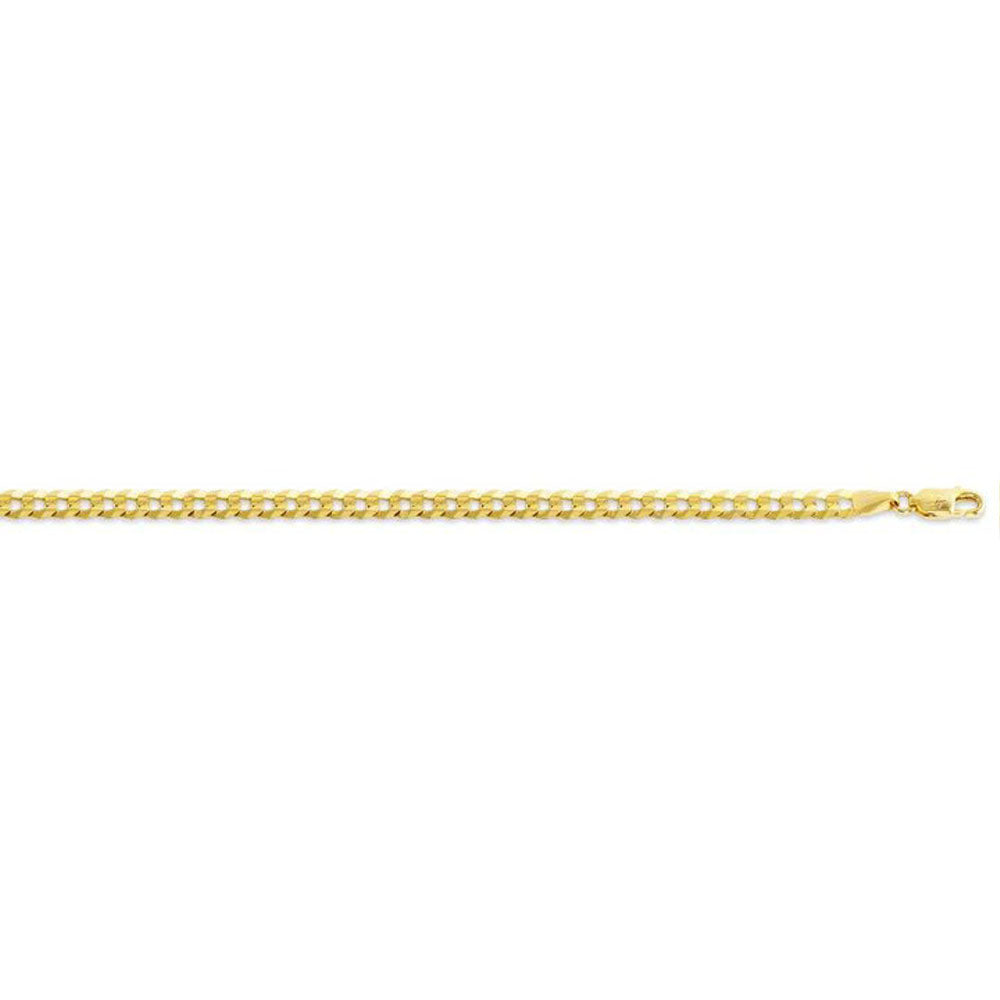 10, 14 Karat Yellow Gold Open Link Curb 3.7 mm Italian Bracelet