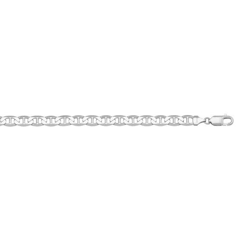 10, 14 Karat White Gold Open Link Curb 3.7 mm Italian Bracelet