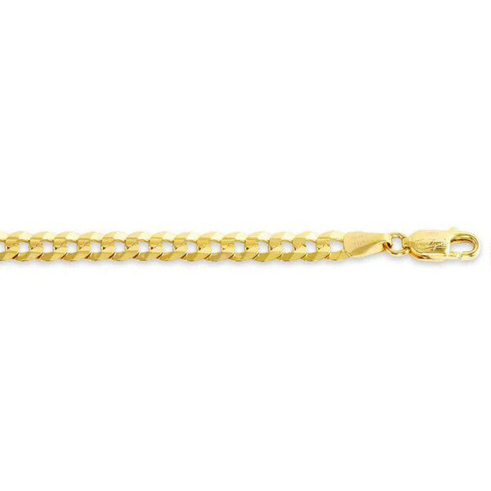 10, 14 Karat Yellow Gold Open Link Curb 4.5 mm Italian Bracelet