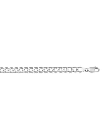 10, 14 Karat White Gold Solid Open Link Curb 5.8 mm Italian Bracelet