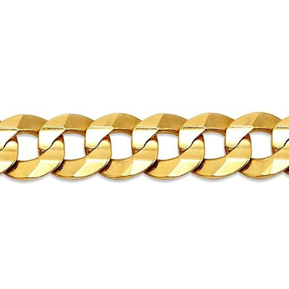 10k, 14k Yellow Gold Solid Open Link Curb 7.3 mm Italian Bracelet