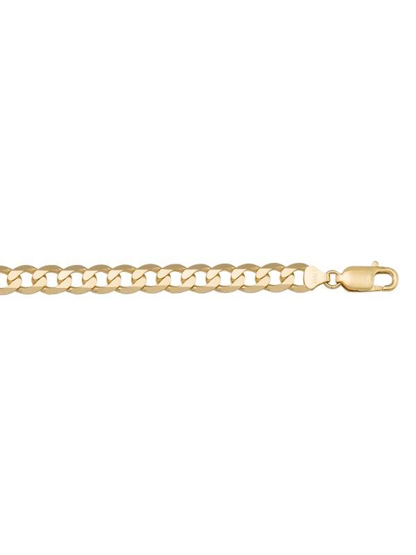 10k, 14k Yellow Gold Solid Open Link Curb 7.3 mm Italian Chain