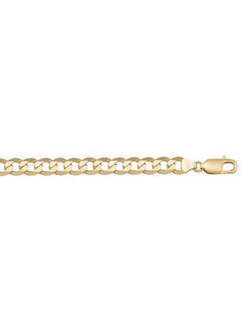 10k, 14k Yellow Gold Solid Open Link Curb 7.3 mm Italian Bracelet