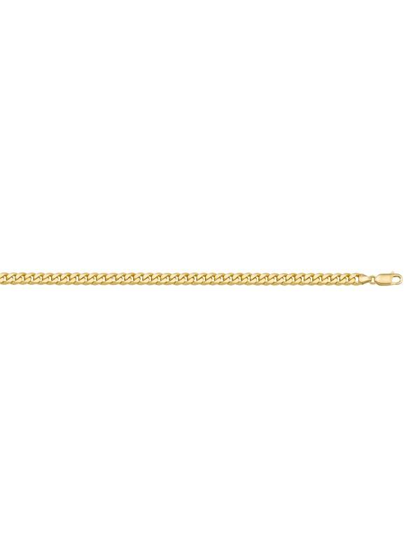 10, 14 Karat Yellow Gold Flat Beveled Link Curb 2.7 mm Italian Bracelet