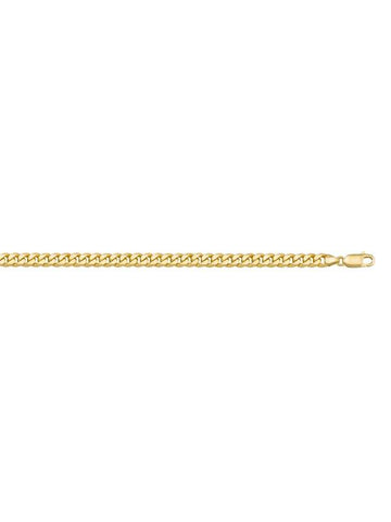 10, 14 Karat Yellow Gold Flat Beveled Link Curb 3.3 mm Italian Bracelet