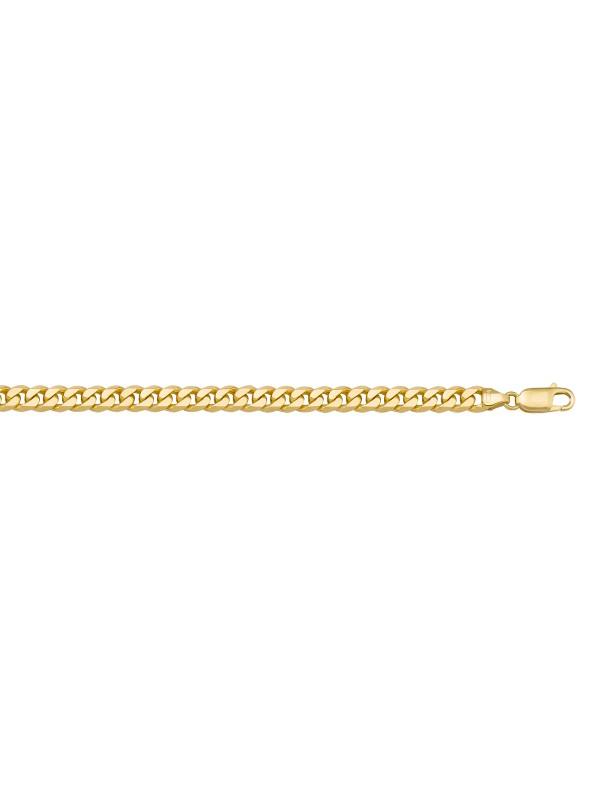 10, 14 Karat Yellow Gold Flat Beveled Link Curb 4.0 mm Italian Bracelet